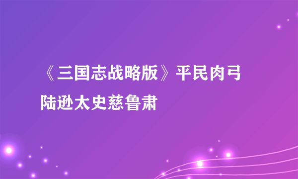 《三国志战略版》平民肉弓 陆逊太史慈鲁肃