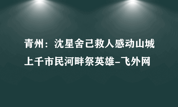 青州：沈星舍己救人感动山城上千市民河畔祭英雄-飞外网