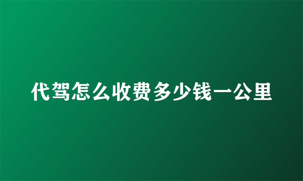 代驾怎么收费多少钱一公里