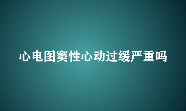 心电图窦性心动过缓严重吗