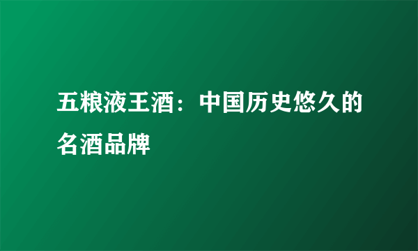 五粮液王酒：中国历史悠久的名酒品牌