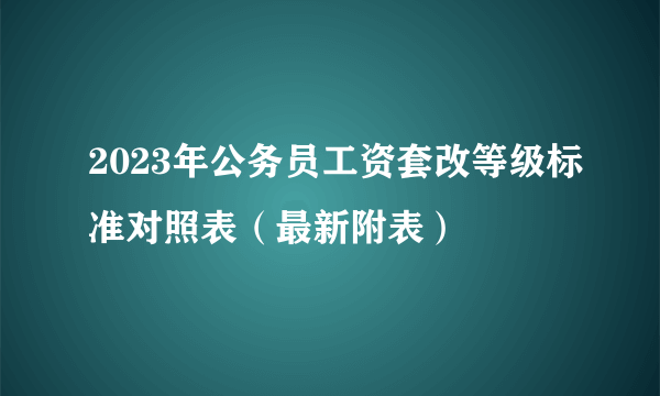 2023年公务员工资套改等级标准对照表（最新附表）