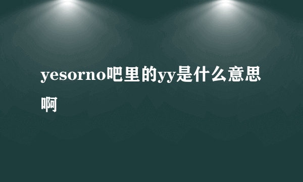 yesorno吧里的yy是什么意思啊