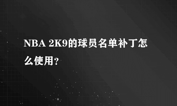 NBA 2K9的球员名单补丁怎么使用？