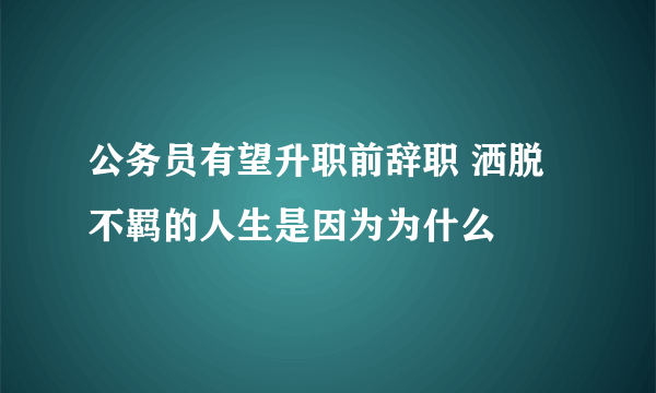 公务员有望升职前辞职 洒脱不羁的人生是因为为什么