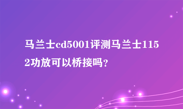 马兰士cd5001评测马兰士1152功放可以桥接吗？