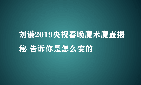 刘谦2019央视春晚魔术魔壶揭秘 告诉你是怎么变的