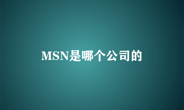 MSN是哪个公司的