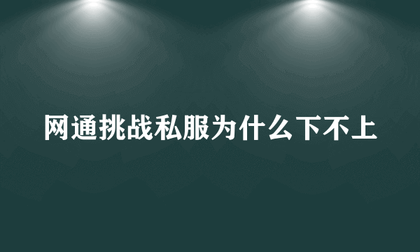 网通挑战私服为什么下不上