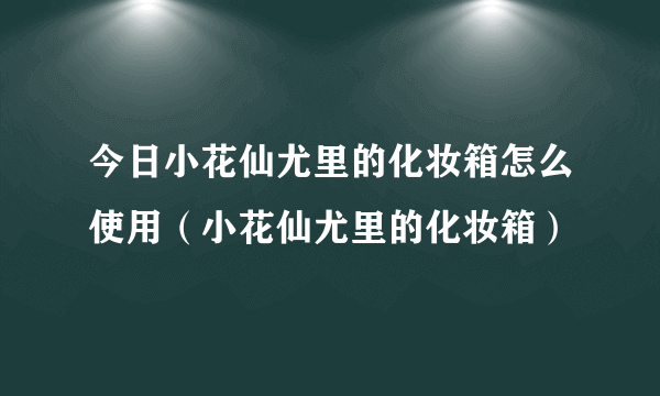 今日小花仙尤里的化妆箱怎么使用（小花仙尤里的化妆箱）