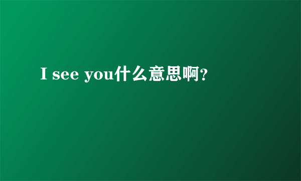 I see you什么意思啊？