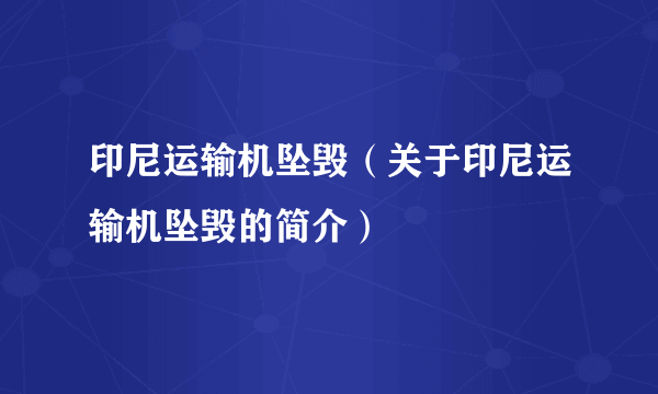 印尼运输机坠毁（关于印尼运输机坠毁的简介）