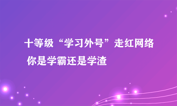 十等级“学习外号”走红网络 你是学霸还是学渣