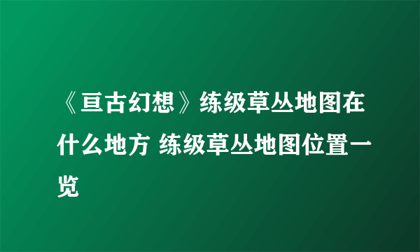 《亘古幻想》练级草丛地图在什么地方 练级草丛地图位置一览