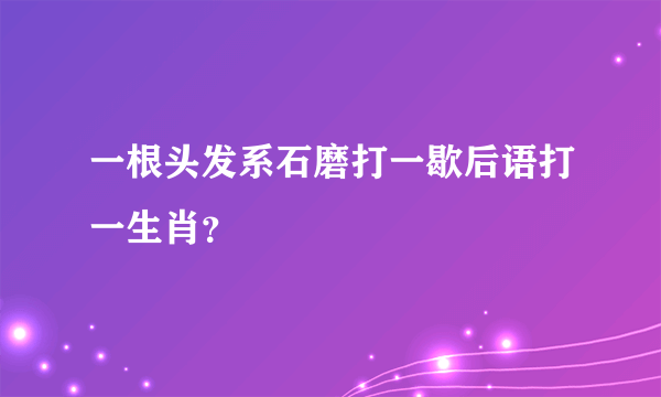 一根头发系石磨打一歇后语打一生肖？