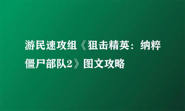 游民速攻组《狙击精英：纳粹僵尸部队2》图文攻略