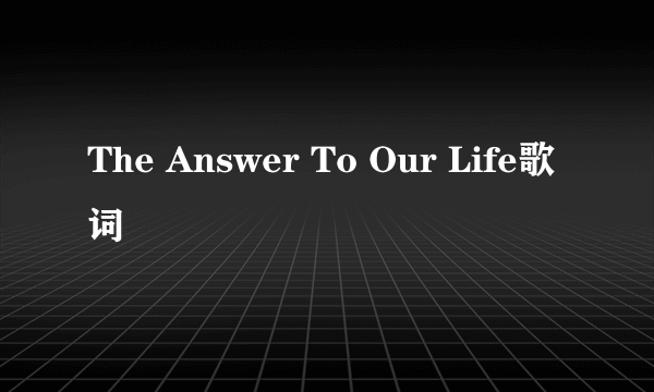 The Answer To Our Life歌词