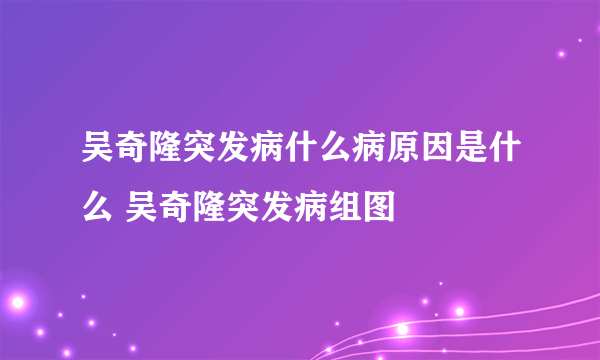 吴奇隆突发病什么病原因是什么 吴奇隆突发病组图