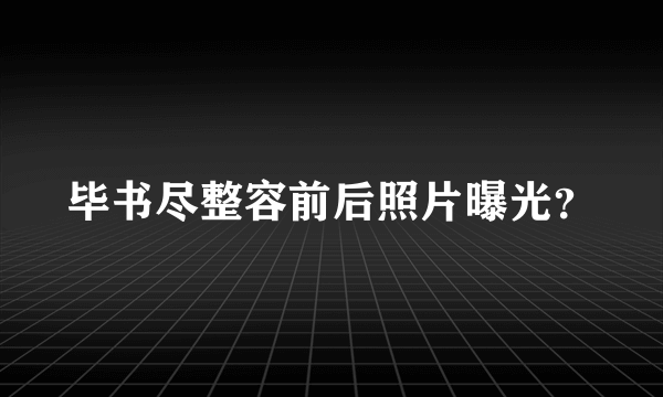 毕书尽整容前后照片曝光？