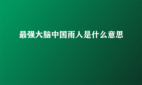 最强大脑中国雨人是什么意思