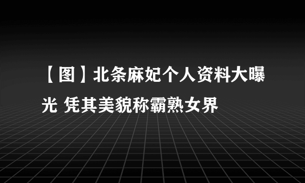 【图】北条麻妃个人资料大曝光 凭其美貌称霸熟女界