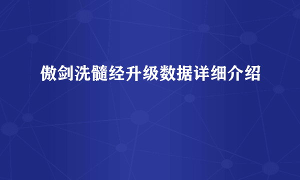 傲剑洗髓经升级数据详细介绍