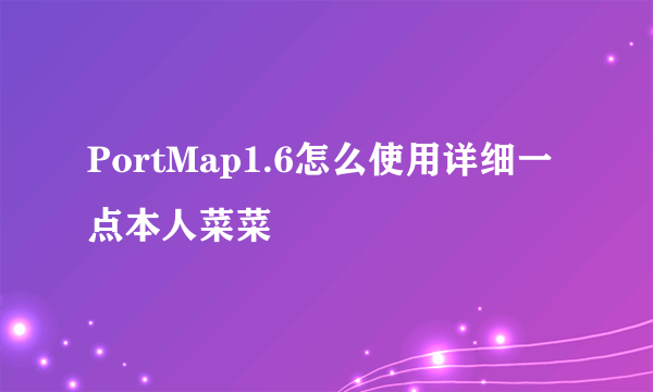 PortMap1.6怎么使用详细一点本人菜菜