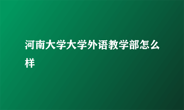 河南大学大学外语教学部怎么样