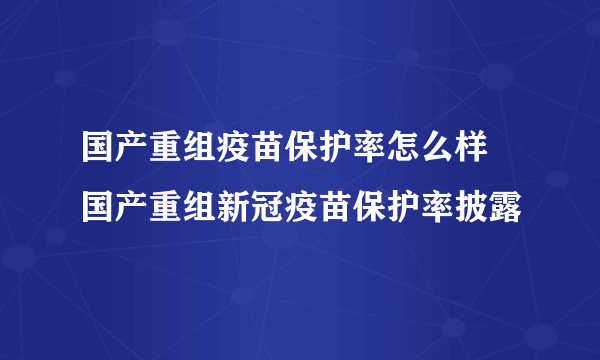 国产重组疫苗保护率怎么样 国产重组新冠疫苗保护率披露