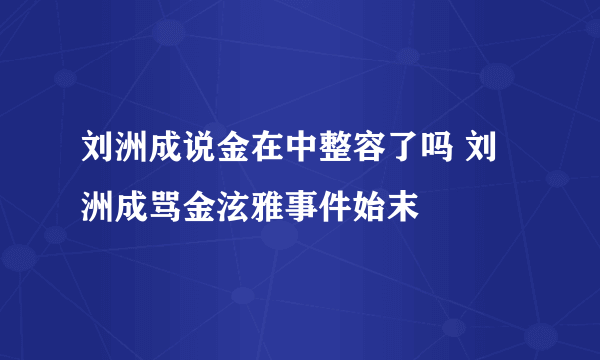 刘洲成说金在中整容了吗 刘洲成骂金泫雅事件始末