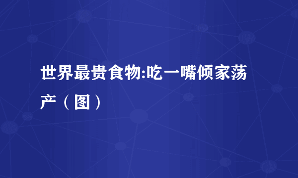 世界最贵食物:吃一嘴倾家荡产（图）