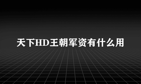 天下HD王朝军资有什么用