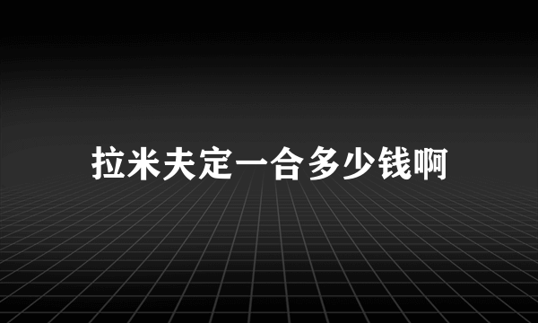 拉米夫定一合多少钱啊