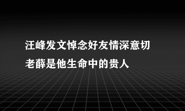 汪峰发文悼念好友情深意切 老薛是他生命中的贵人