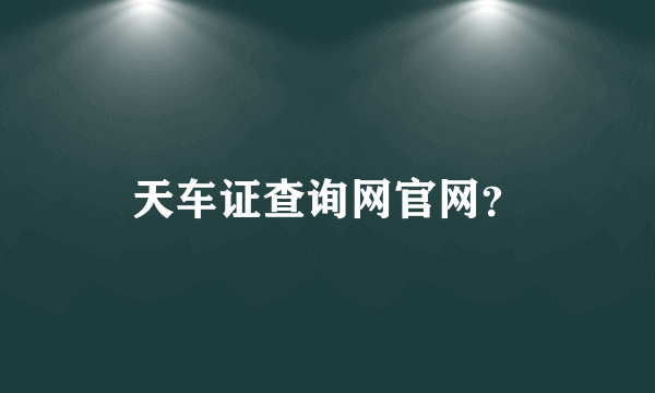 天车证查询网官网？