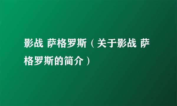 影战 萨格罗斯（关于影战 萨格罗斯的简介）