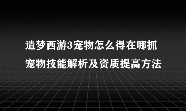 造梦西游3宠物怎么得在哪抓 宠物技能解析及资质提高方法