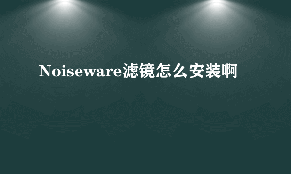 Noiseware滤镜怎么安装啊