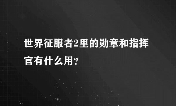 世界征服者2里的勋章和指挥官有什么用？