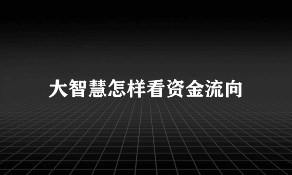 大智慧怎样看资金流向