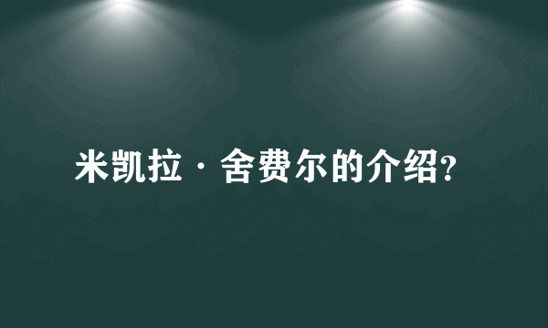 米凯拉·舍费尔的介绍？