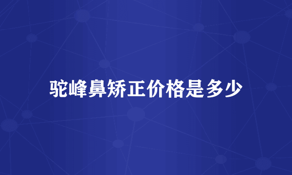 驼峰鼻矫正价格是多少