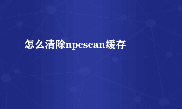 怎么清除npcscan缓存