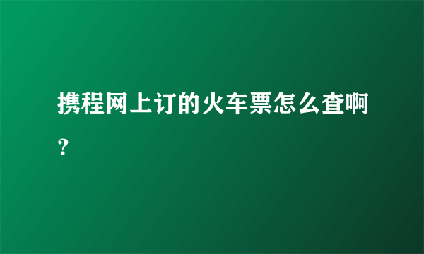 携程网上订的火车票怎么查啊？