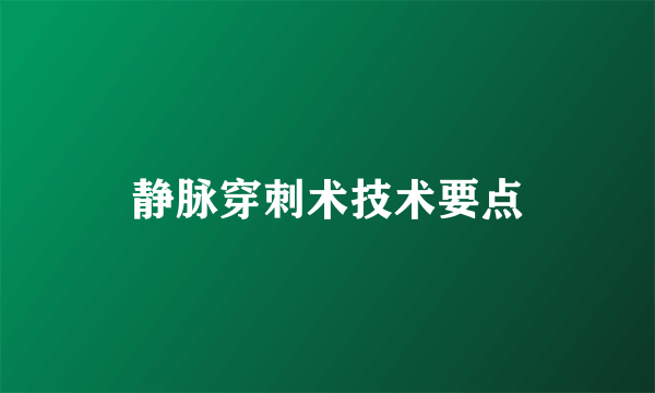 静脉穿刺术技术要点