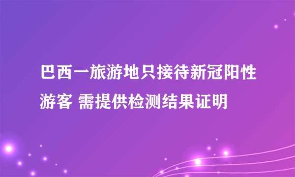 巴西一旅游地只接待新冠阳性游客 需提供检测结果证明