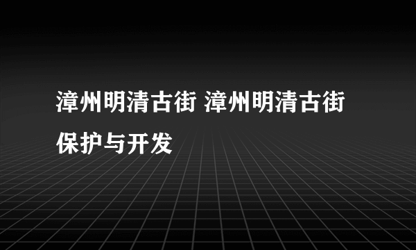 漳州明清古街 漳州明清古街保护与开发