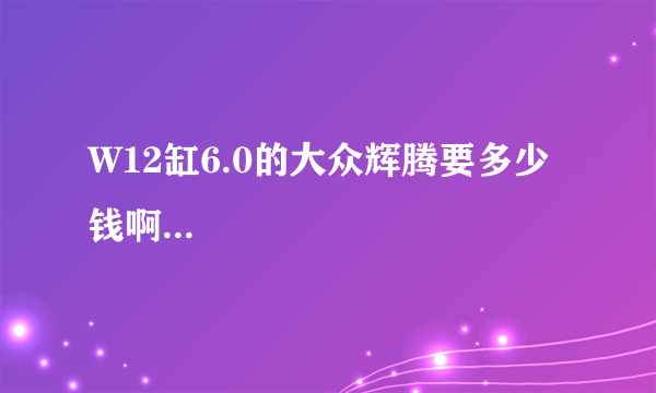 W12缸6.0的大众辉腾要多少钱啊...