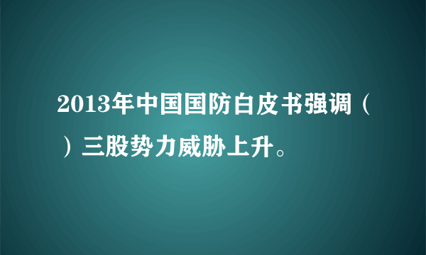 2013年中国国防白皮书强调（）三股势力威胁上升。