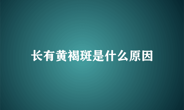 长有黄褐斑是什么原因